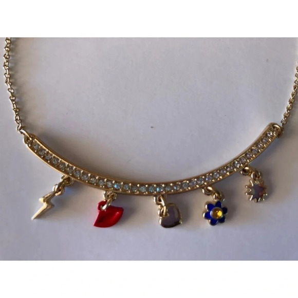 BETSEY JOHNSON Multiple Charms Charm Necklace Crystals Bling New NWT - Picture 3 of 4